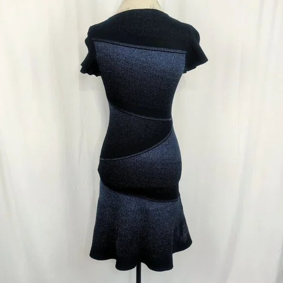 Prabal Gurung Blue Bodycon Flare Dress Medium